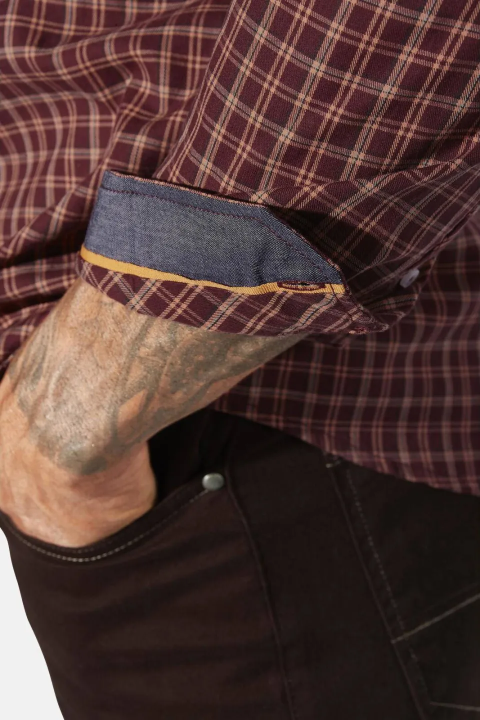 Jan Vanderstorm +FIT Collectie casual overhemd PERTAVIN Plus donkerrood, foto 6