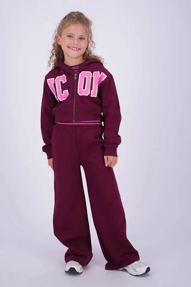 Vingino wide leg casual broek donkerrood