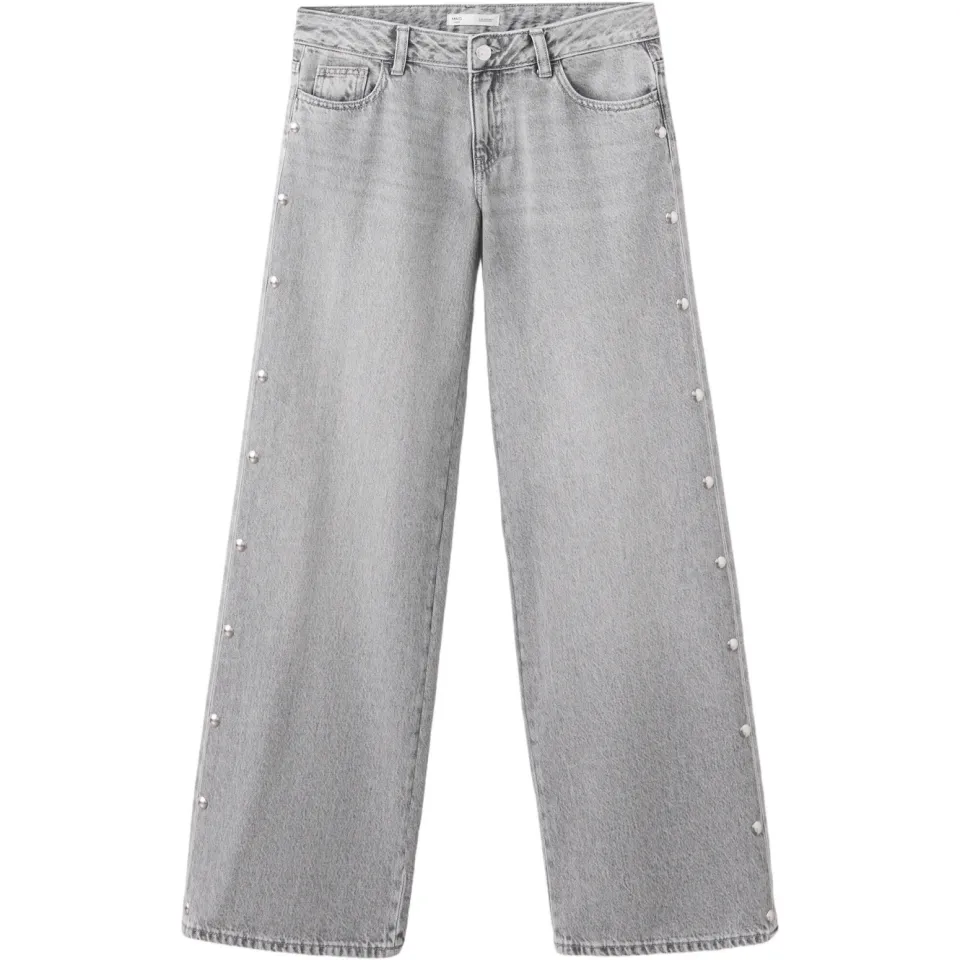 Mango TEEN wide leg jeans met studs - changeant grijs, foto 2