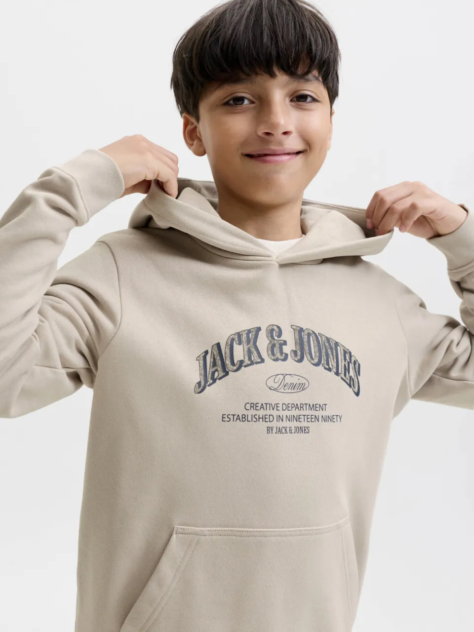 Jack & Jones JUNIOR hoodie met logo - beige, foto 4