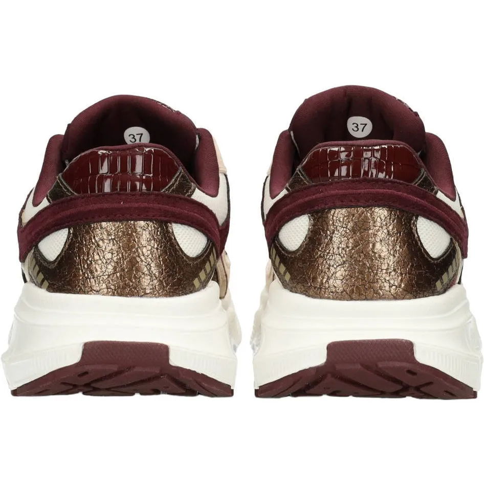 POSH by Poelman Lise chunky imitatieleren sneakers - bordeaux/wit, foto 4
