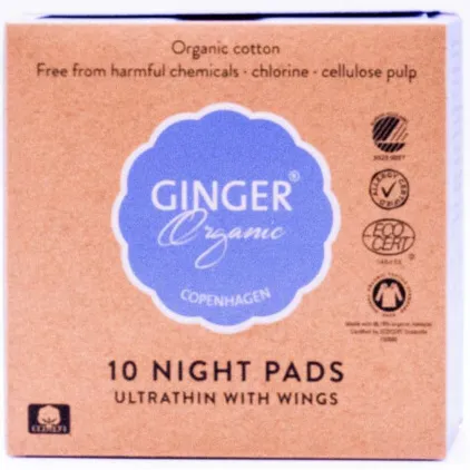 Ginger Organic Maandverband Nacht 10 stuks