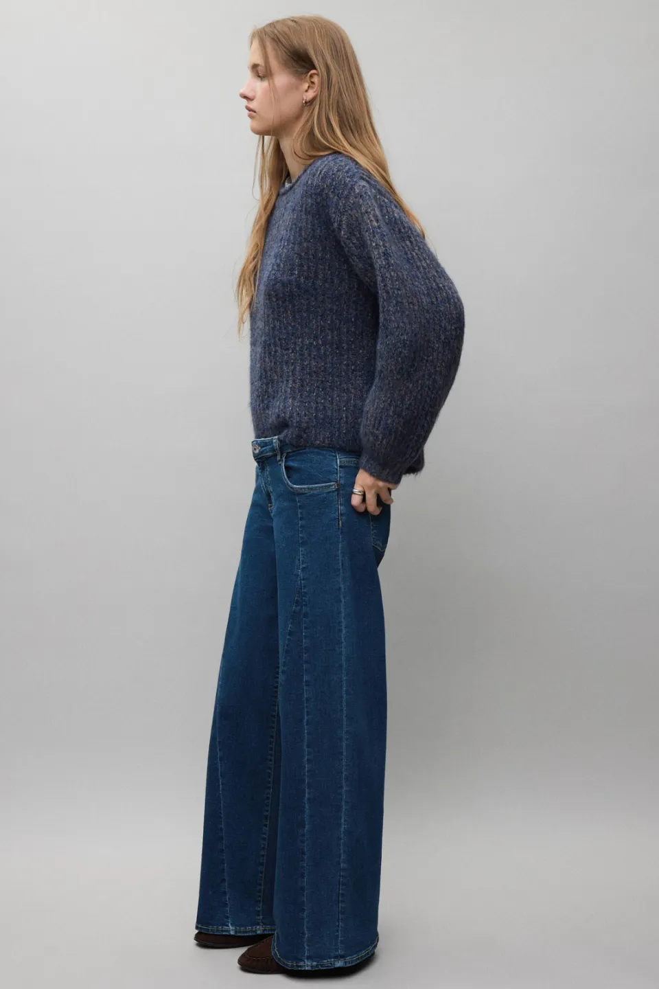 Mango TEEN wide leg jeans - changeant blauw, foto 4