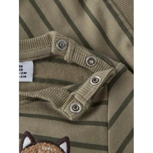 NAME IT BABY gestreepte sweater met borduursels - groen, foto 3