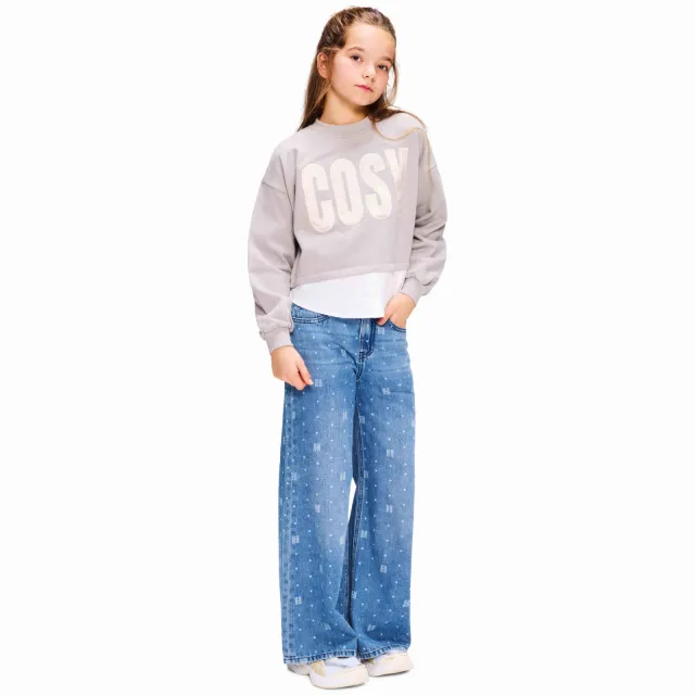 Retour Jeans Indy wide leg jeans met print - medium indigo denim
