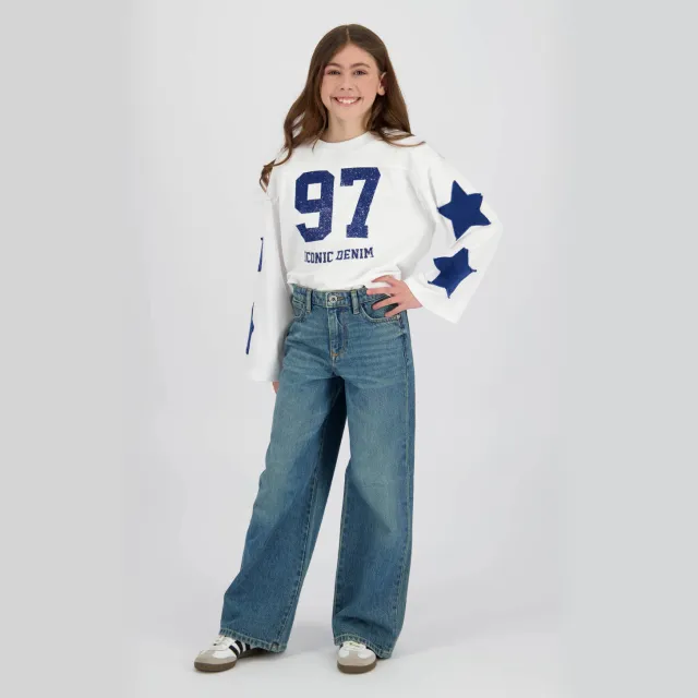 Vingino high waist wide leg jeans medium blue denim Tinted Mid Blue
