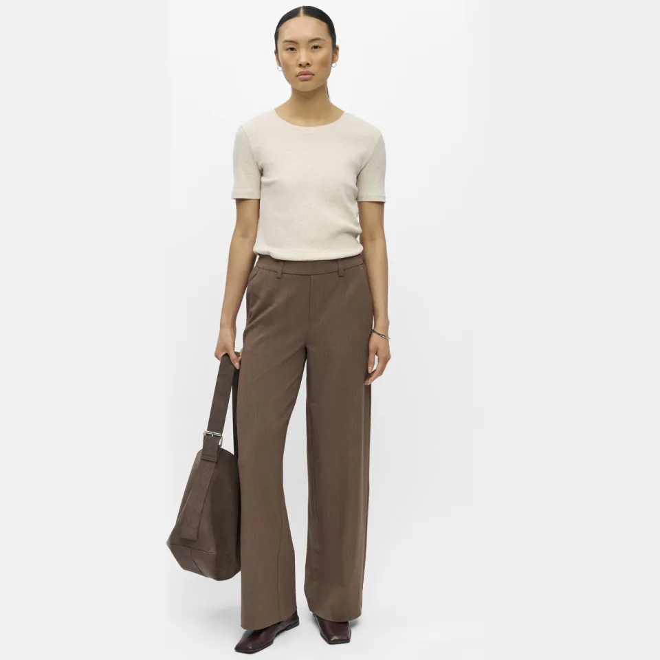 Object wide leg pantalon - lichtbruin