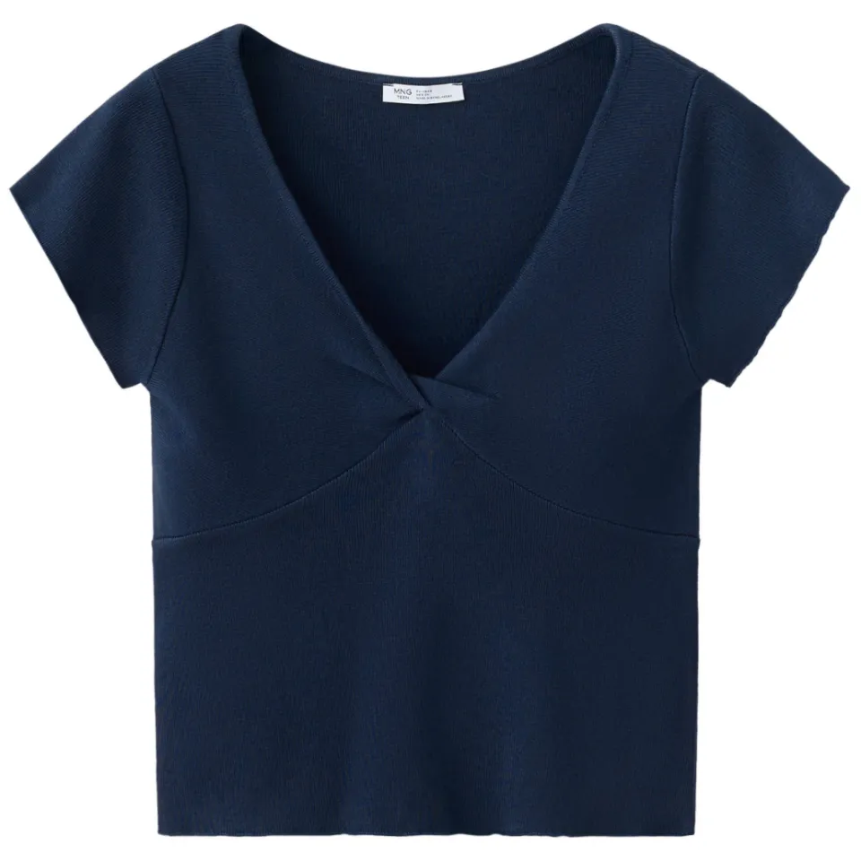 Mango Teen gebreide top donkerblauw, foto 2