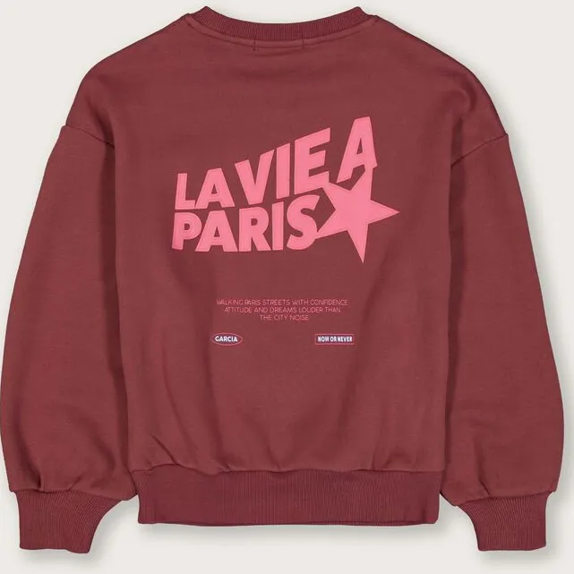 Garcia rechtvallende sweater met backprint - donkerrood, foto 5