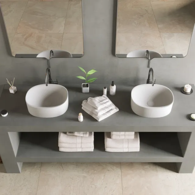 Ideavit Wastafel Ideavit Colidcliff-40 Opbouw 40x35x12.5 cm Solid Surface Mat Wit Mat Zwart