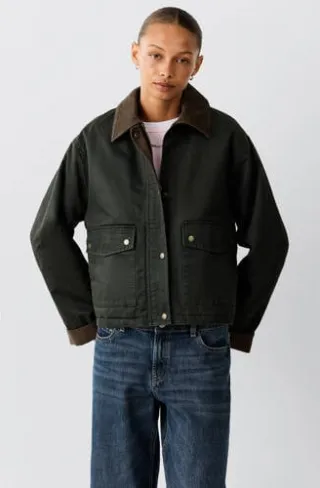 Mango Teen katoenen tussenparka groen, foto 2