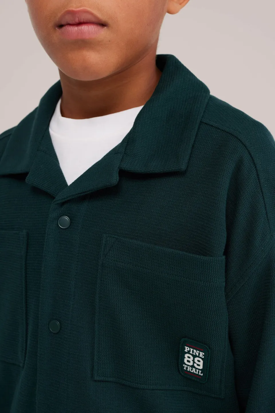 WE Fashion junior overhemd met corduroy details - donkergroen, foto 4