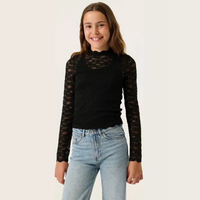 Garcia kanten longsleeve zwart