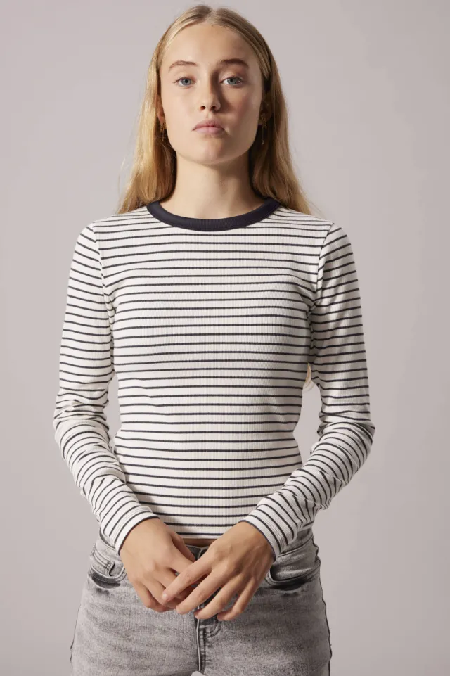 LMTD gestreepte longsleeve donkergrijs Donkergrijs/wit