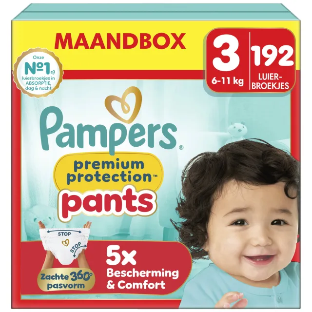 Pampers Premium Protection luierbroekjes maat 3 (6-11 kg) 192 stuks, foto 2