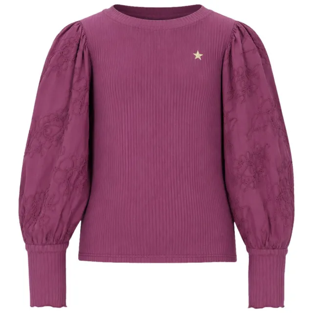 Like Flo blousetop met borduursels paars, foto 2