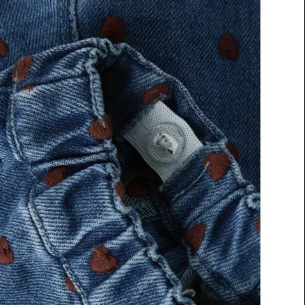 Lil' Atelier BABY loose fit jeans met borduursels en hartjes - dark blue denim, foto 3