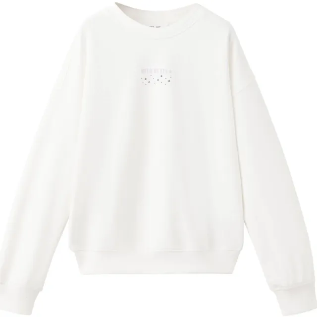Mango Kids sweater met studs en backprint - wit