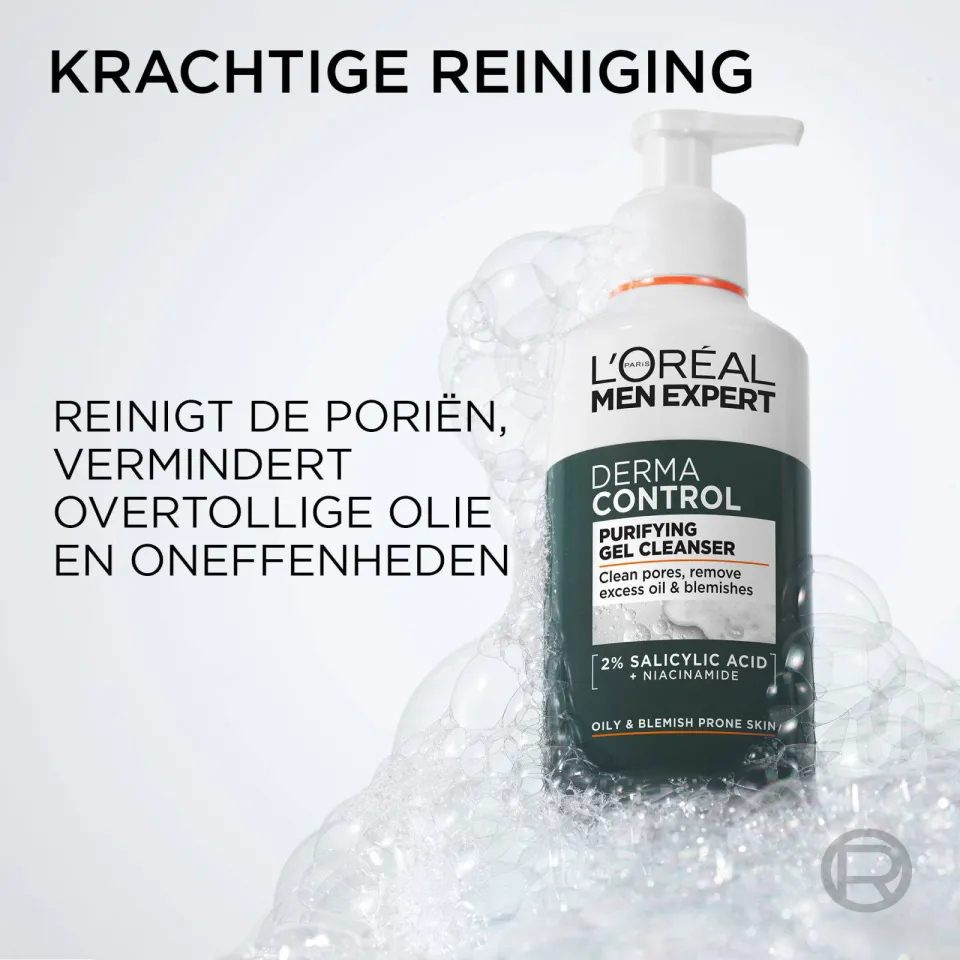 L'oréal Paris Men Expert De Derma Control Purifying gel cleanser - 260 ml, foto 4