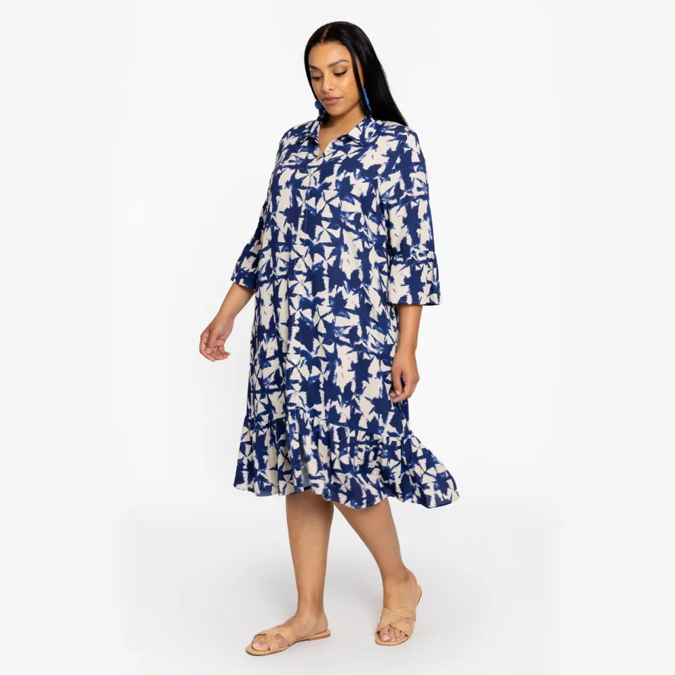 Yoek TESSA jurk met ruches blauw