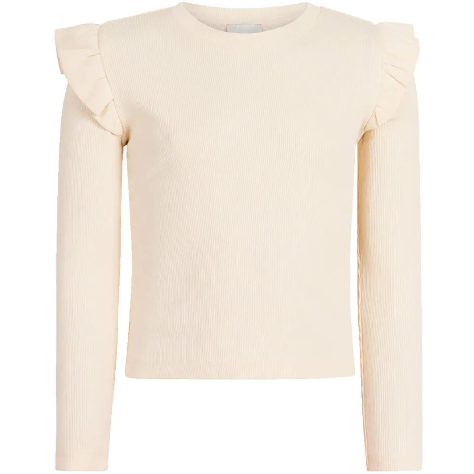 Shoeby ribgebreide top met ruches ecru, foto 2