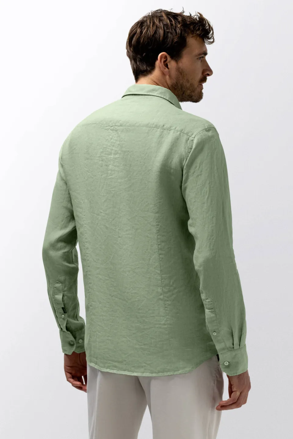 State Of Art regular casual overhemd met linnen groen, foto 5