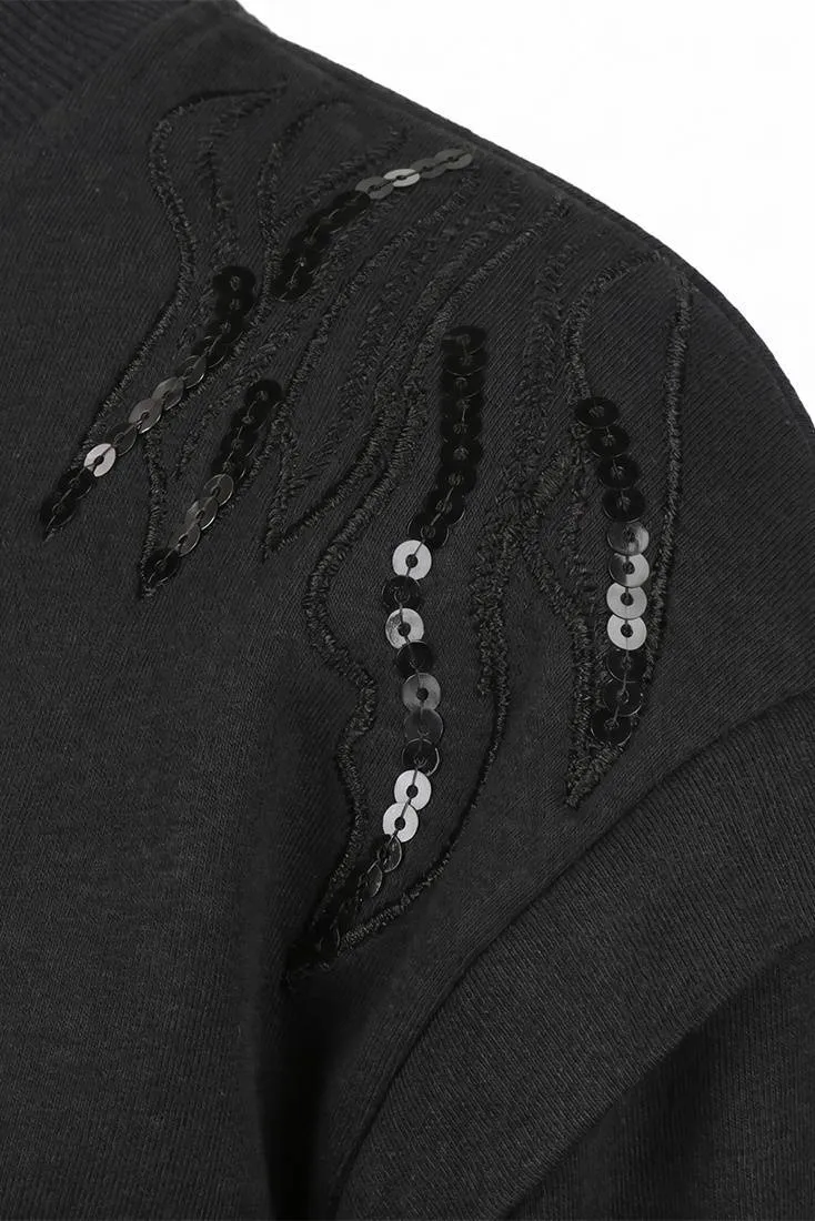 Koko Noko rechtvallende sweater met pailletten - zwart, foto 8