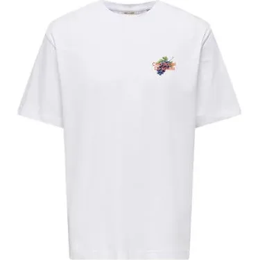 Only & Sons T-shirt wit met print Wit/paars/oranje