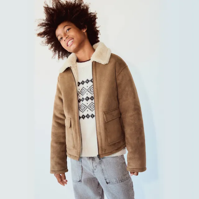 Mango Kids lammy jas bruin