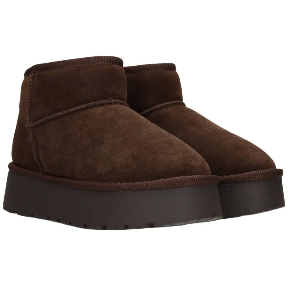 Poelman Eliza suède enkelboots met plateauzool - donkerbruin, foto 3
