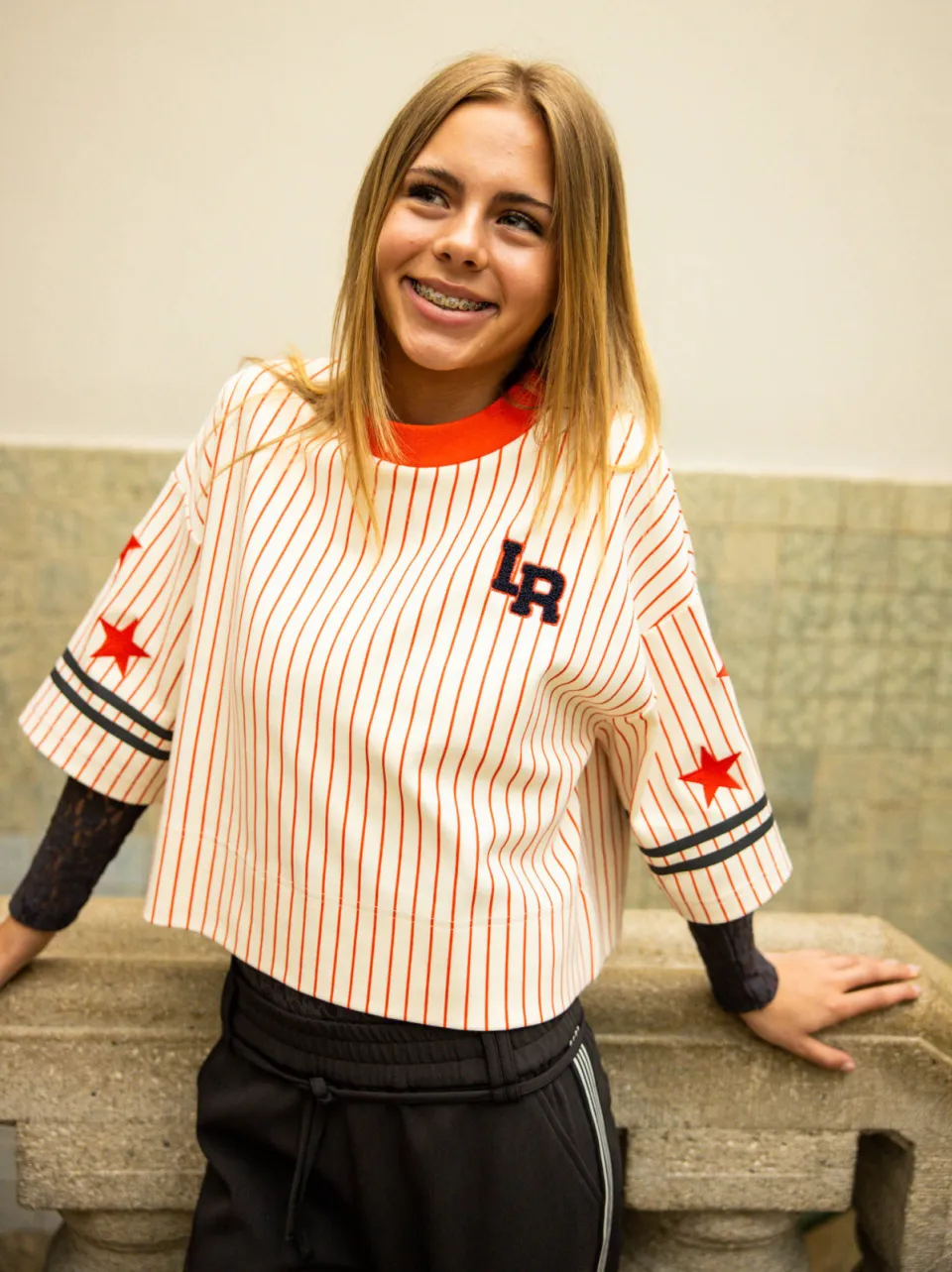 LOOXS 10sixteen gestreept t-shirt ecru/rood, foto 7