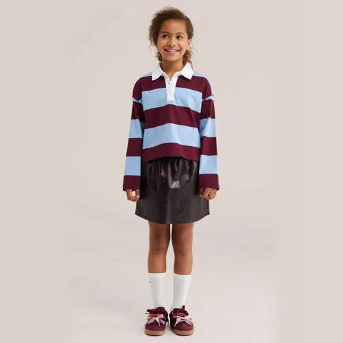 WE Fashion gestreepte polo - donkerrood/lichtblauw, foto 3