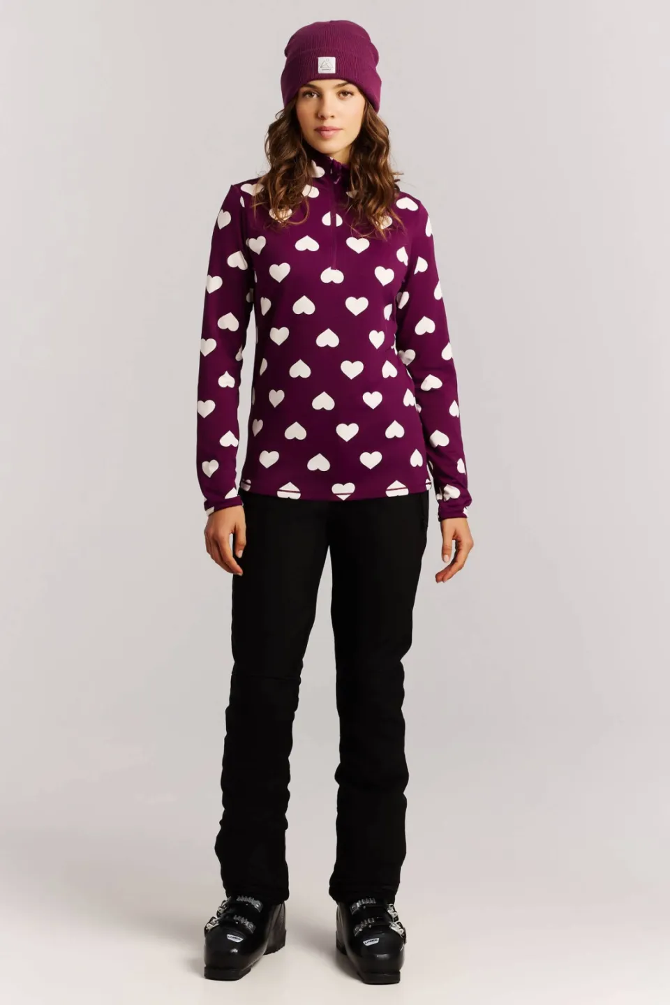 Protest PRTSwana fleece outdoor sweater met hartjes - donkerpaars, foto 3