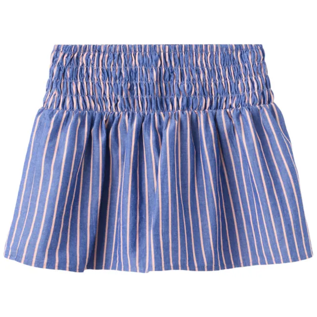 Mango Kids gestreepte korte rok met smockwerk blauw, foto 2