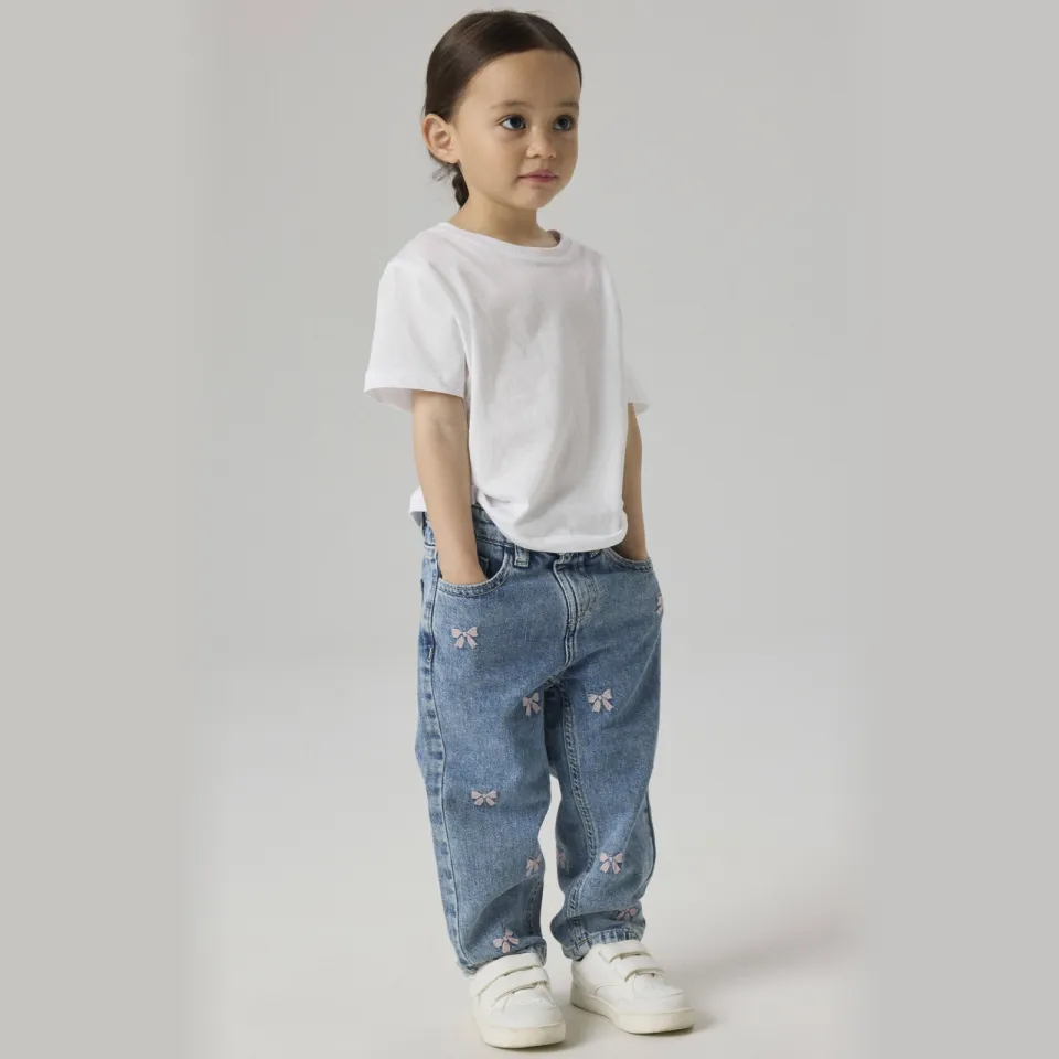 NAME IT MINI loose fit jeans NMFBELLA met strikjes Medium blue denim, foto 3