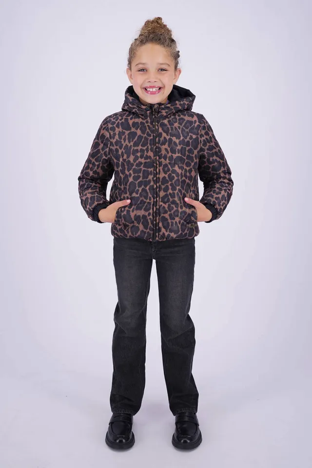 Vingino Tamia reversible winterjas panterprint bruin