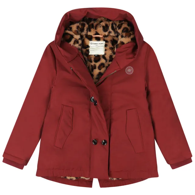 Tumble 'n Dry winterjas met panterprint donkerrood