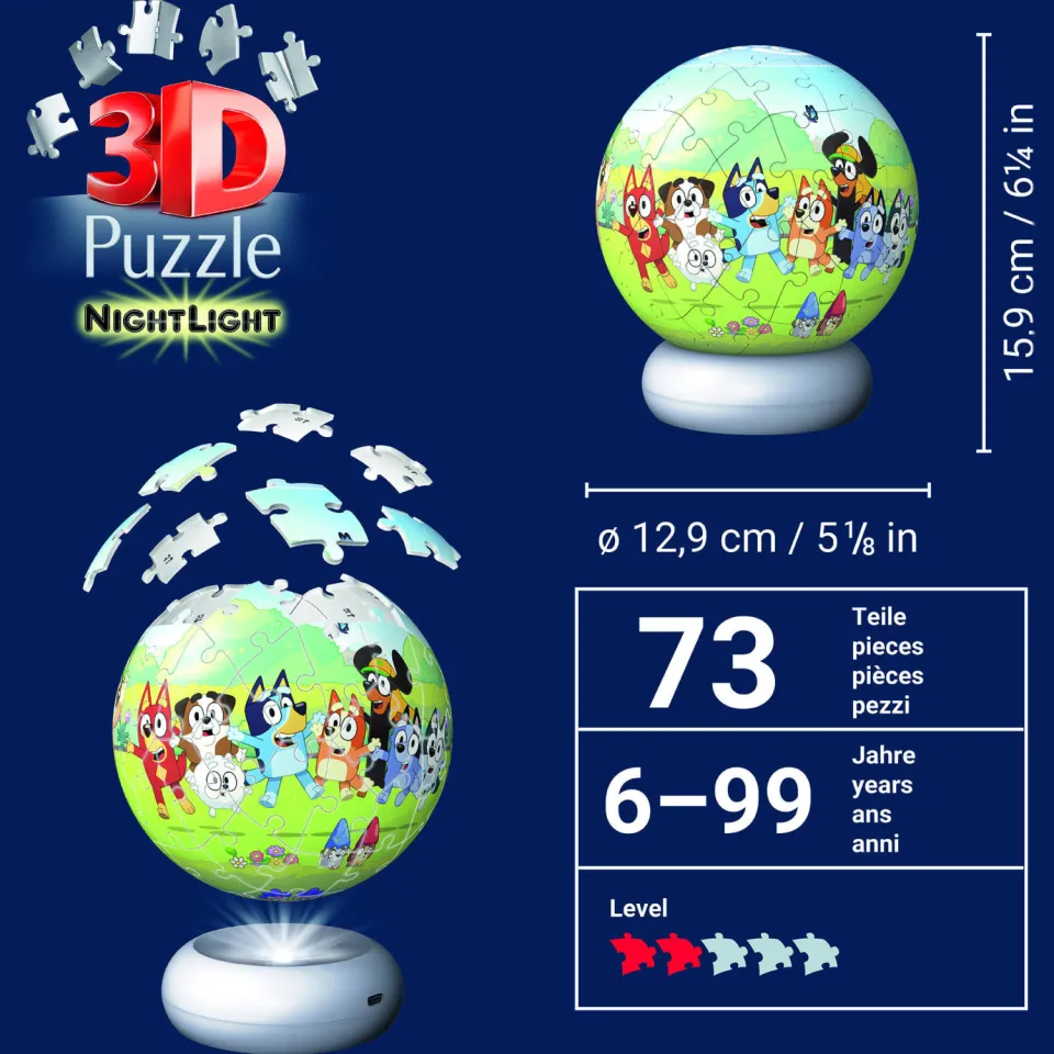 Ravensburger 3D Puzzle NightLight Bluey - 72 stukjes, foto 2