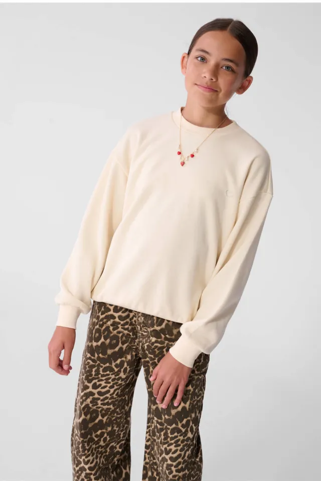 Shoeby sweater met glitters en backprint - ecru