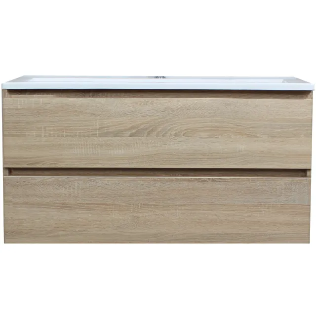 Boss & Wessing Badkamermeubel BWS Pepper Acryl Wastafel Met Kraangat 100x55x46 cm Eiken