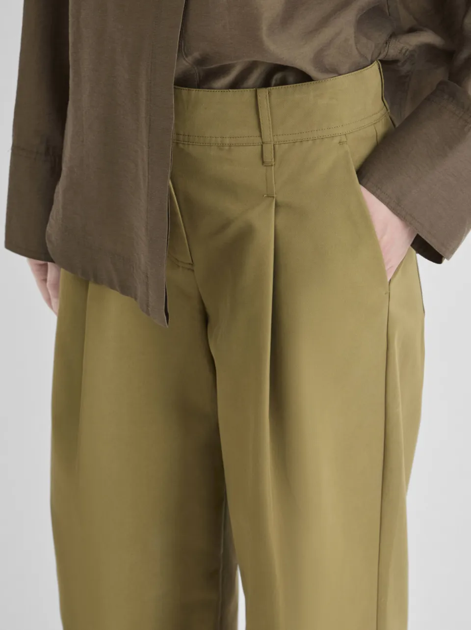 Rouge Edit wide leg casual broek - olijfgroen, foto 5