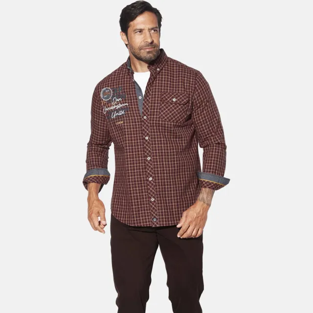 Jan Vanderstorm +FIT Collectie casual overhemd PERTAVIN Plus Donkerrood