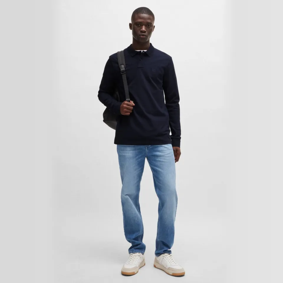 Boss slim fit polo Passerby met logo dark blue, foto 4