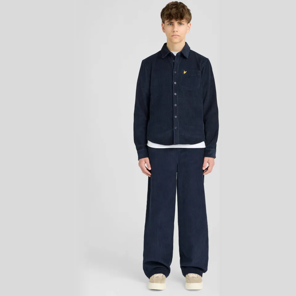 Lyle & Scott corduroy casual broek donkerblauw