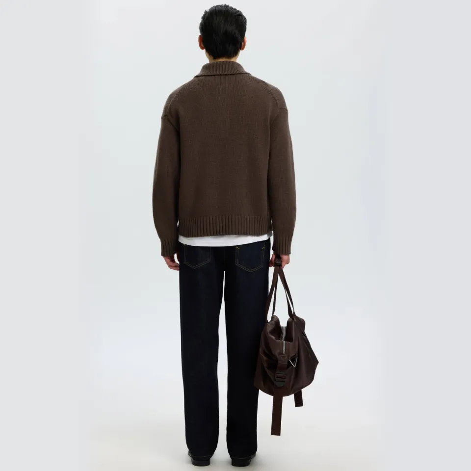 SELECTED MEN Selected relaxed fit gebreide trui met wol - donkerbruin, foto 3