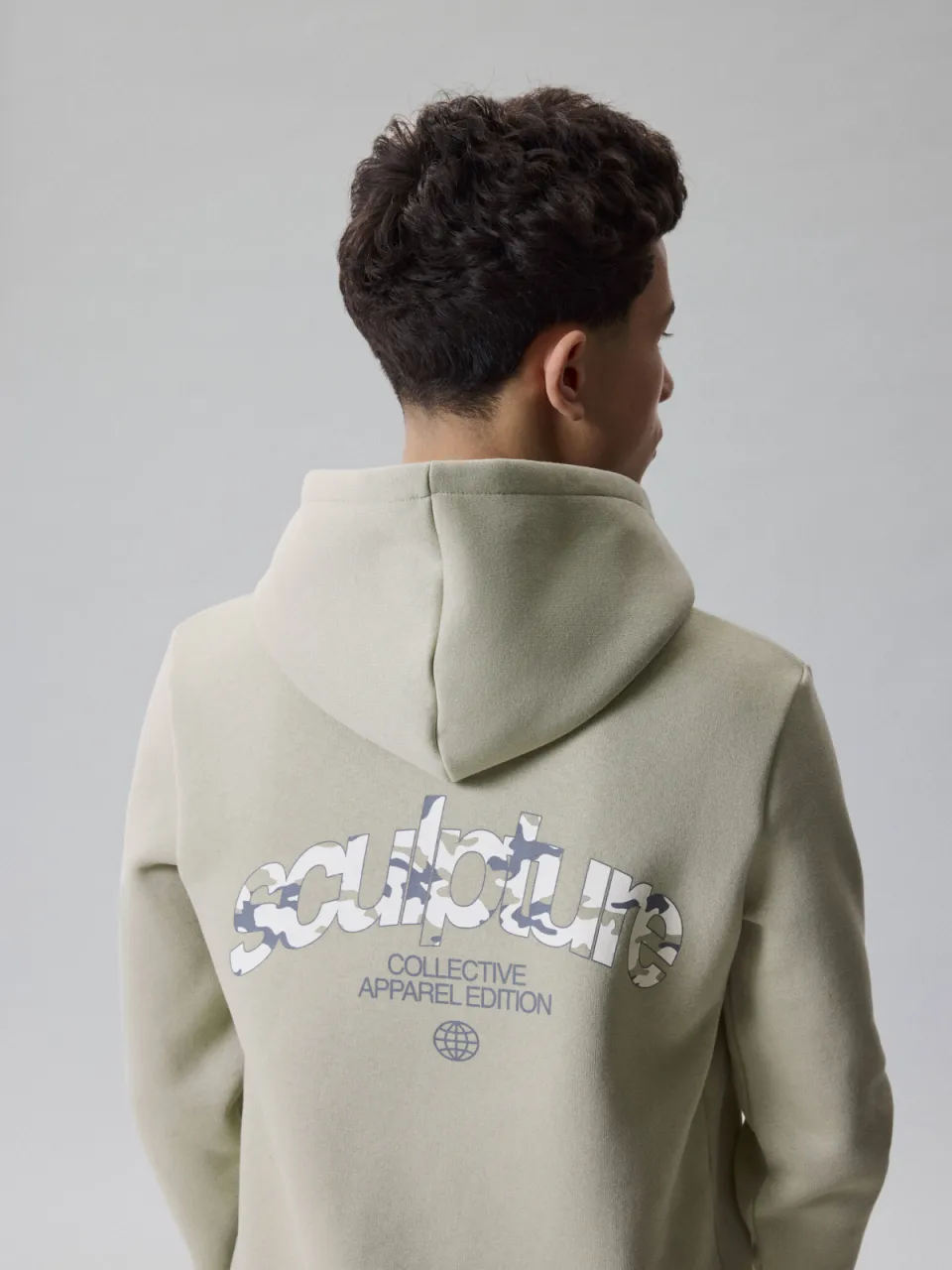 LMTD loose fit hoodie met backprint - beige, foto 4