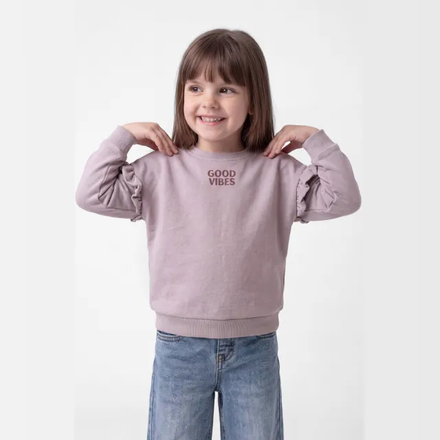 NAME IT MINI sweater met ruches en tekst - paars Lichtpaars