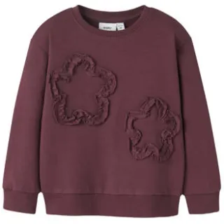 GUPPY MINI sweater met ruches - donkerrood Effen