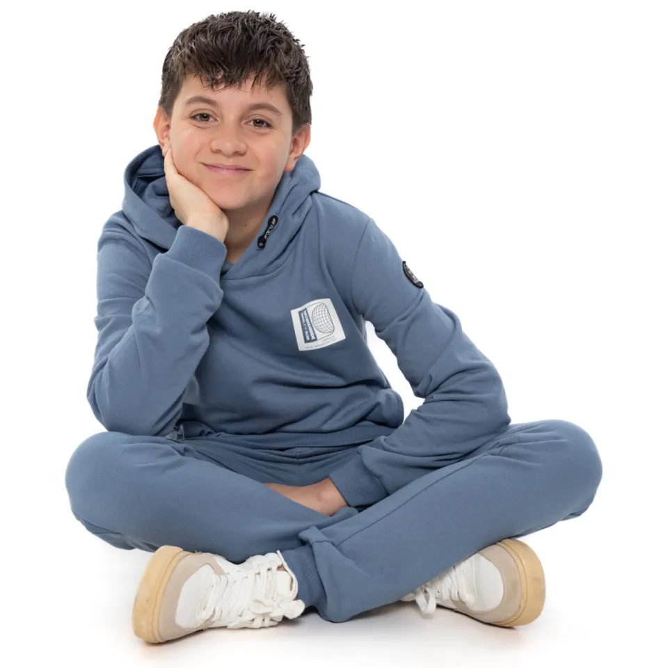No Way Monday rechtvallende hoodie met backprint - blauw