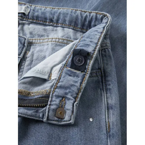 NAME IT KIDS straight leg jeans blauw met strass steentjes denim blue, foto 3